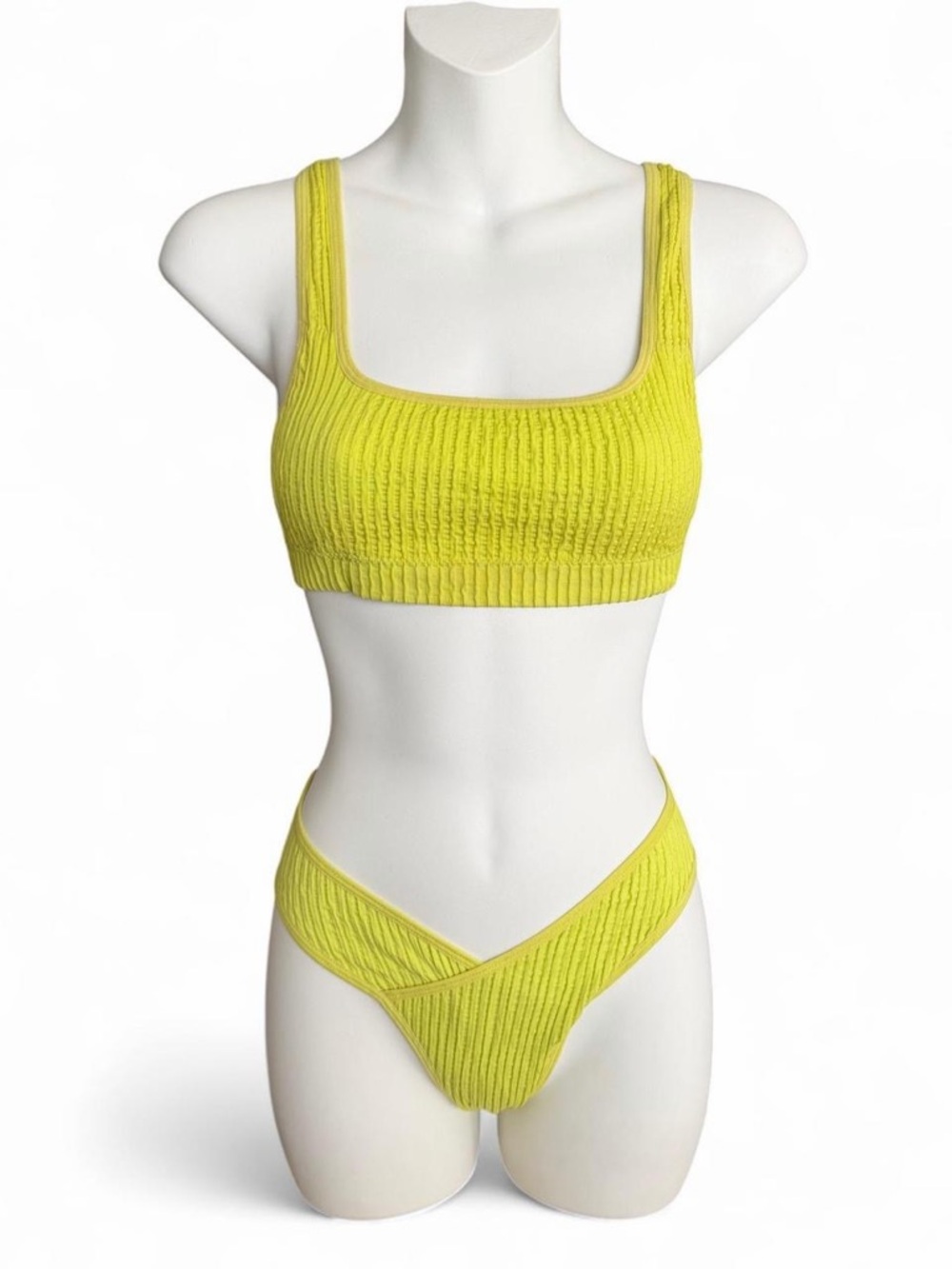 Urban Outfitters Yellow Ribbed Scoop Bikini Set
